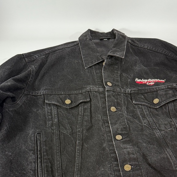 Vintage Harley-Davidson New York Cafe Black Denim Jacket - Picture 5 of 15